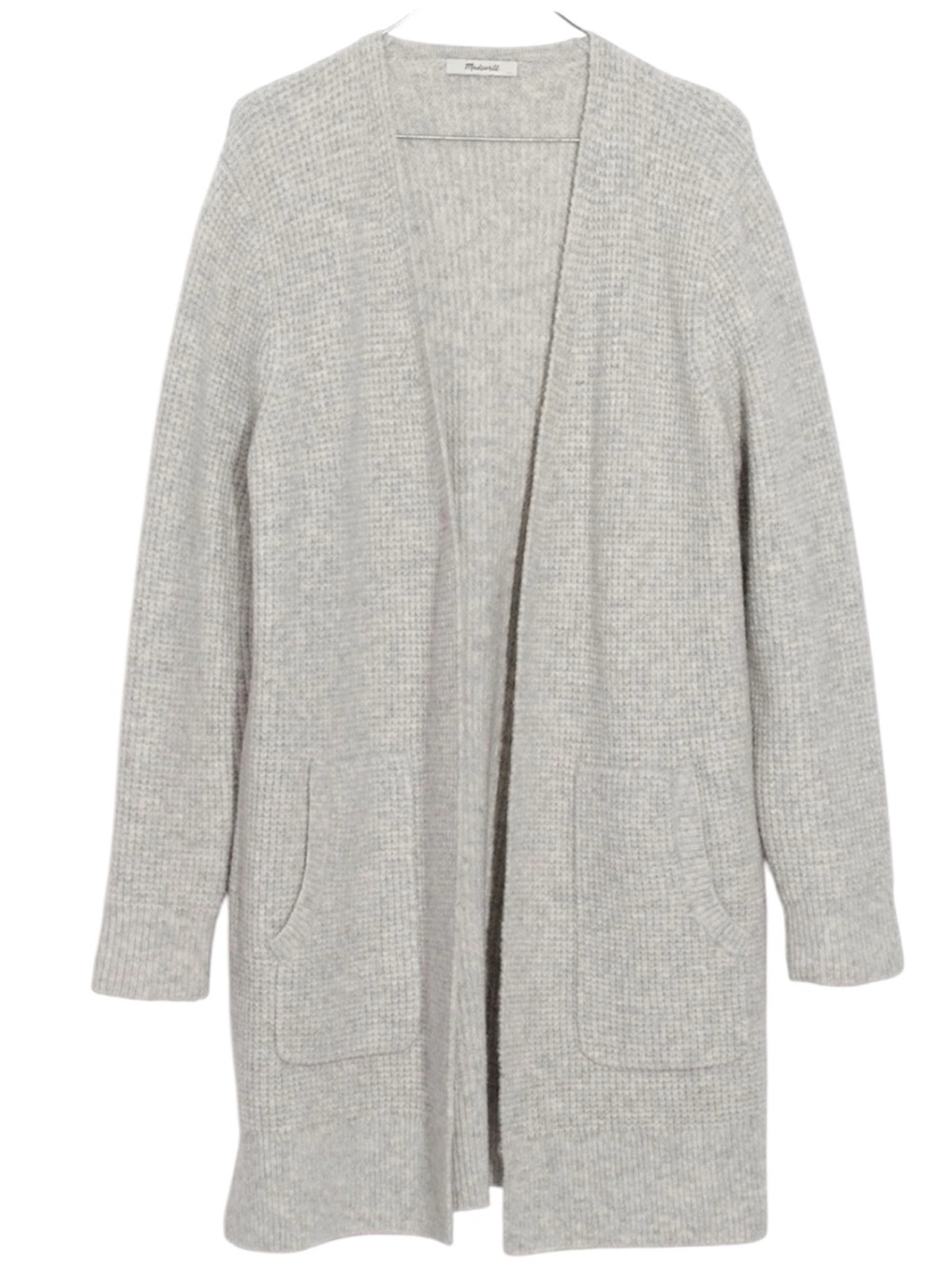 Madewell Light Gray Open-Front Longline Knit Cardigan